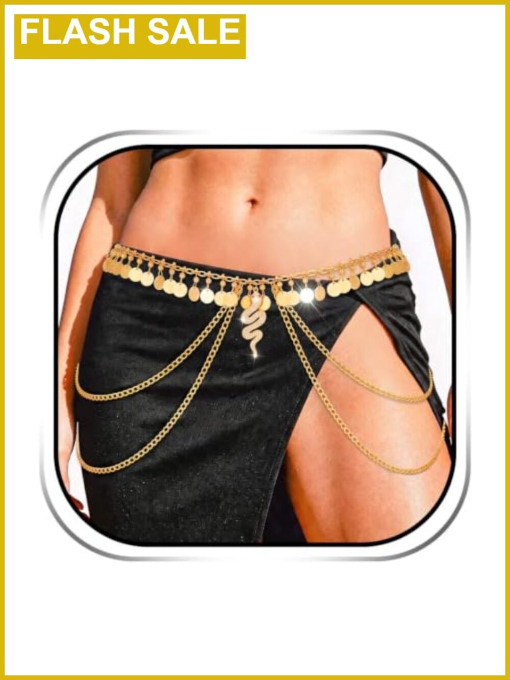 Sequin Belly Dance Chain Belt for Women - Hip Hop Costume Accessory, Adjustable